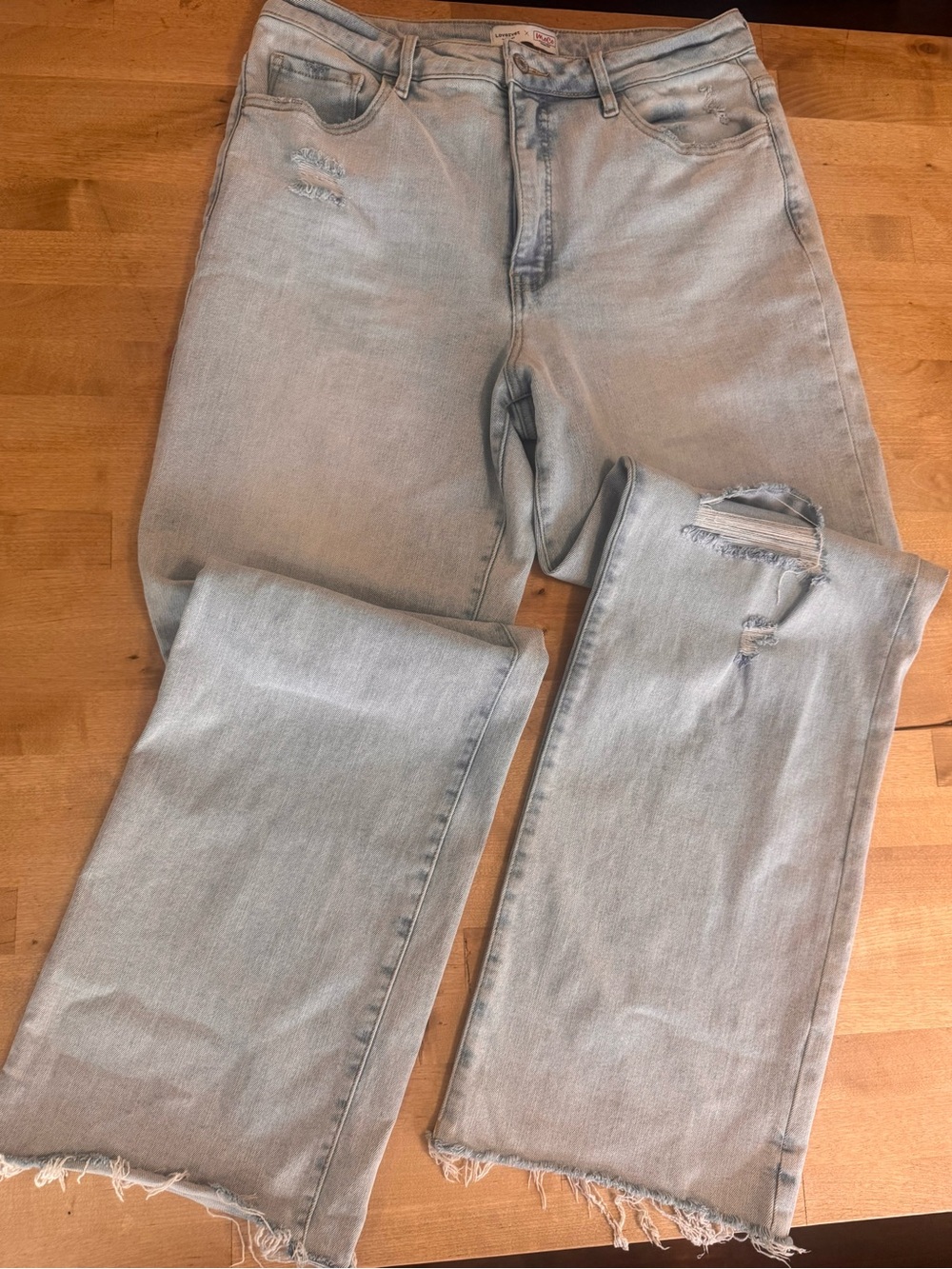 Lovervet x MoCo Blue Women's high rise Wide-Leg Distressed Jeans